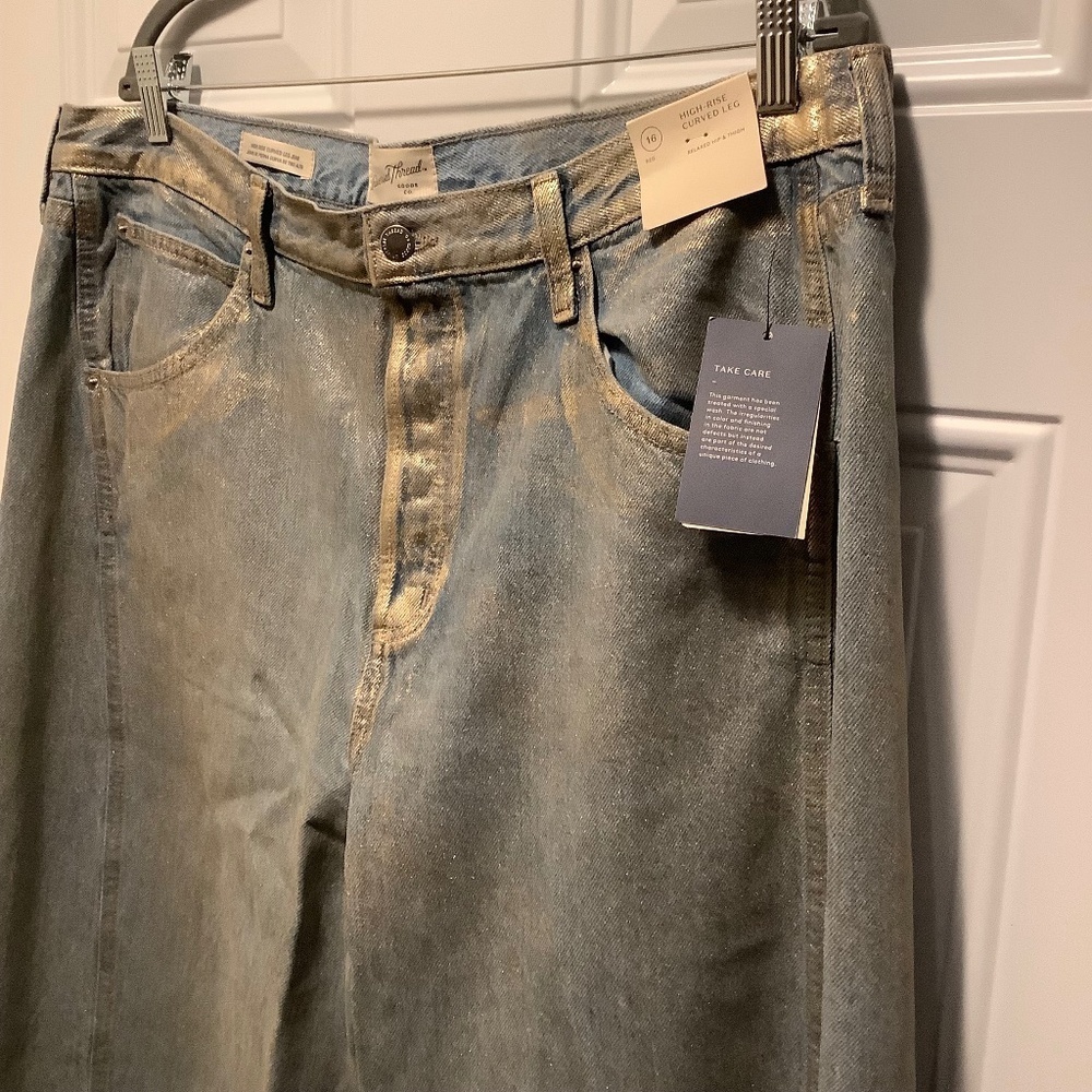 NWT Universal Thread| High Rise Curved Leg Barrel Jeans US 16R Relaxed Casual - Picture 5 of 6